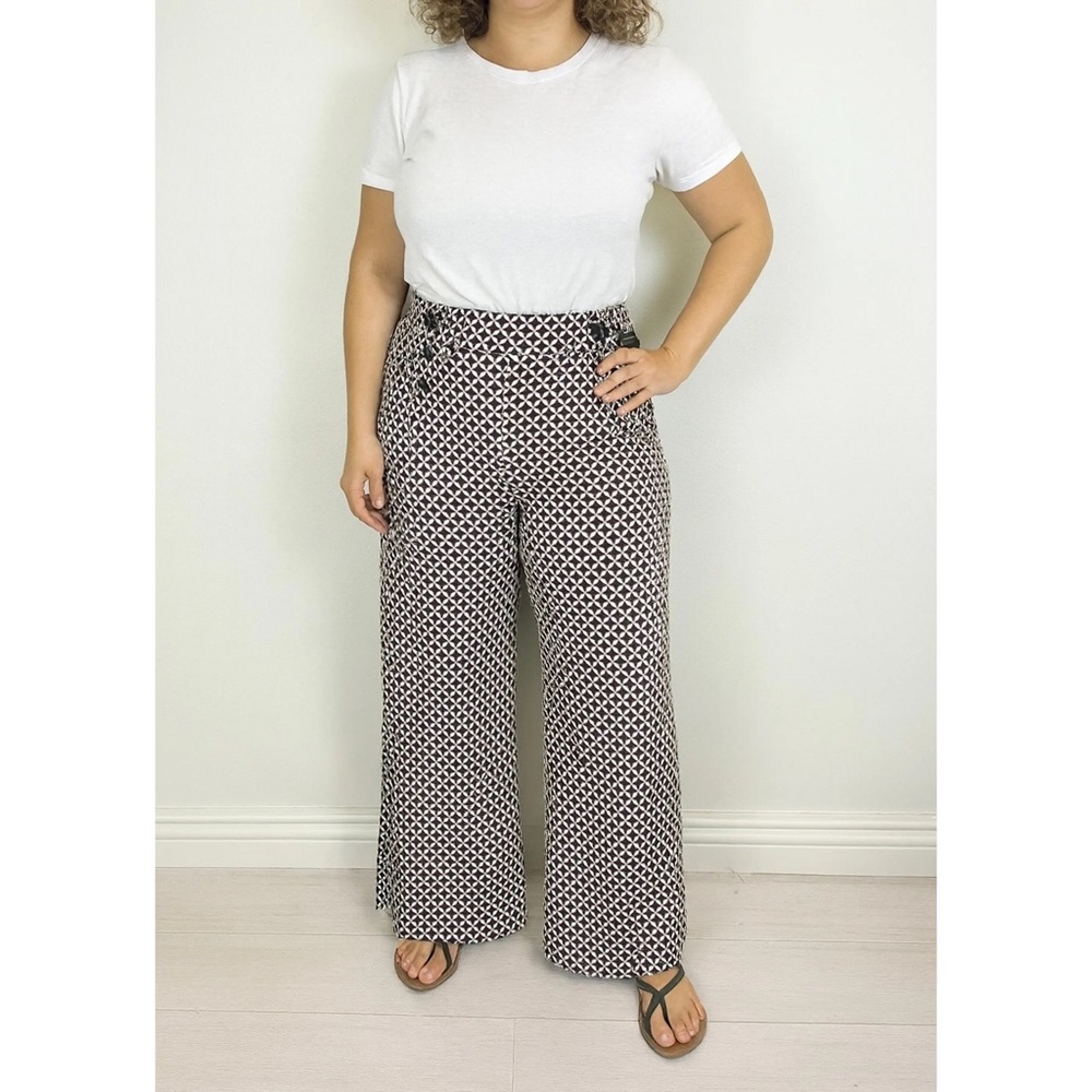 Robert Louis Black and White Patterned Wide Leg Pants, size 2x